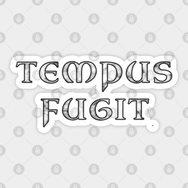 Tempus Fugit, Roman Latin Motto - Marble over Blood Red Leather Sticker by SolarCross